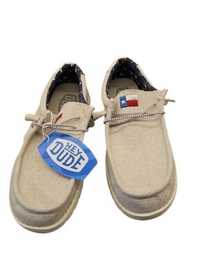 BNWT Hey Dude Wendy Texas Flag Off White Casual Shoes Size 9New - RARE